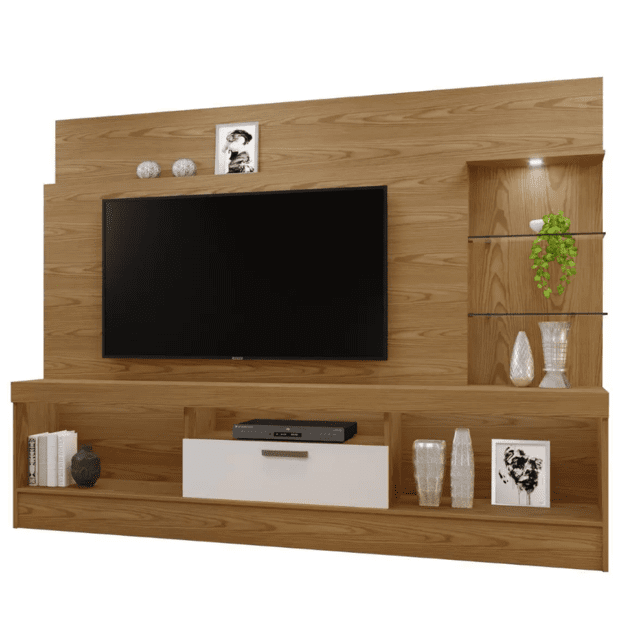 Conjunto de Móveis Tv 260X186X35cm para Televisores Até 65 Lareira