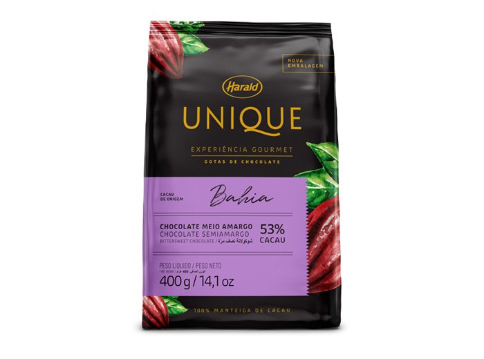 CHOCOLATE UNIQUE BAHIA GOTAS HARALD 53% 400G