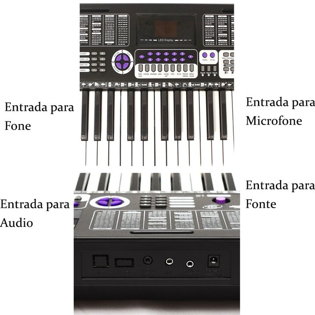 Teclado Custom Sound Infantil 44 Teclas Microfone CKKB44BK Com Microfone