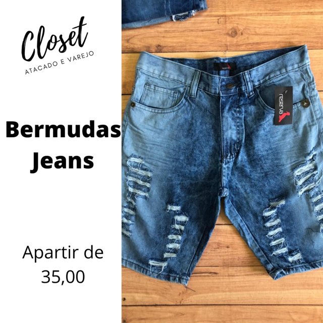 Bermuda Jeans Masculina Branca Destroyed % - Imperium Store