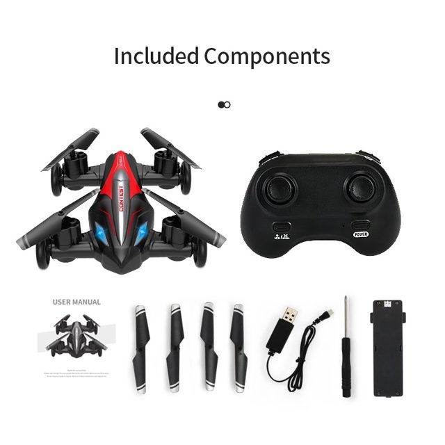 Mini Carro Voador Anfíbio RC, Quadcopter Drone para Crianças, Ar