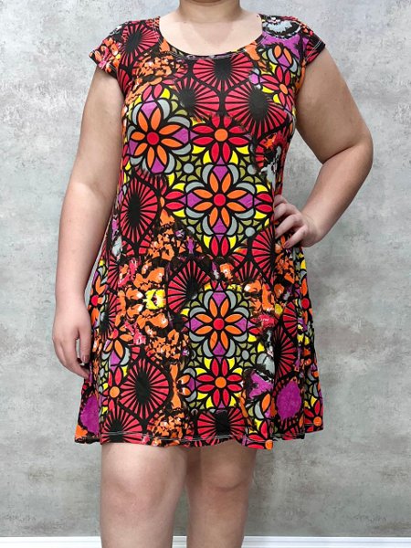 Deals vestido de viscolycra estampado curto