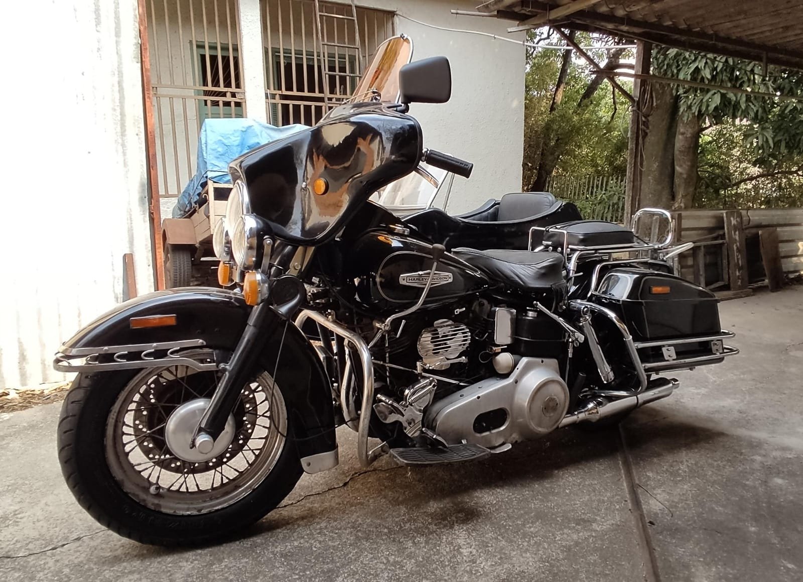 Capa Derby Preta-3 Para Harley Shovelhead Softail Touring  Jm