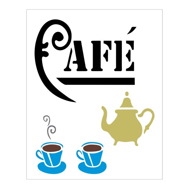 Stencil Café Xícaras 20x25 Ref 325 Stencil direto da fábrica com