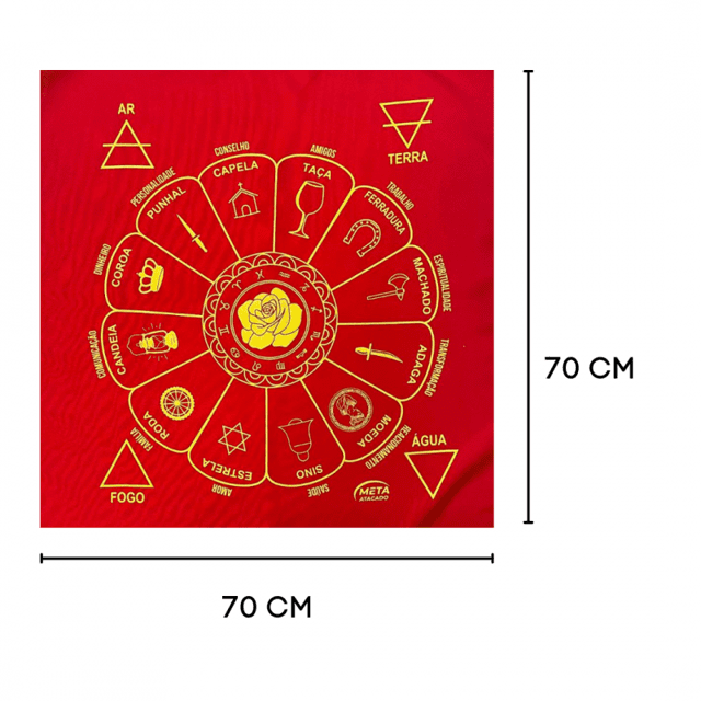 Toalha Tecido Jogo de Cartas Cigana S Sara 70 x 70 cm Vermelha