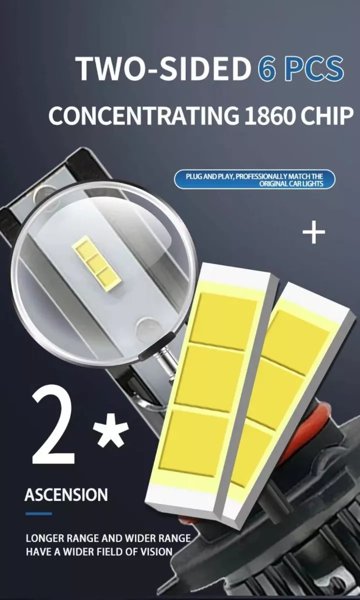 Par Lâmpada Automotiva LED H11 Branca 6000K 10000LM 12V 50W