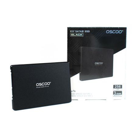 SSD 256GB Black Oscoo - SATA 3, 2.5", Leitura até 500MB/s e Gravação até 450MB/s