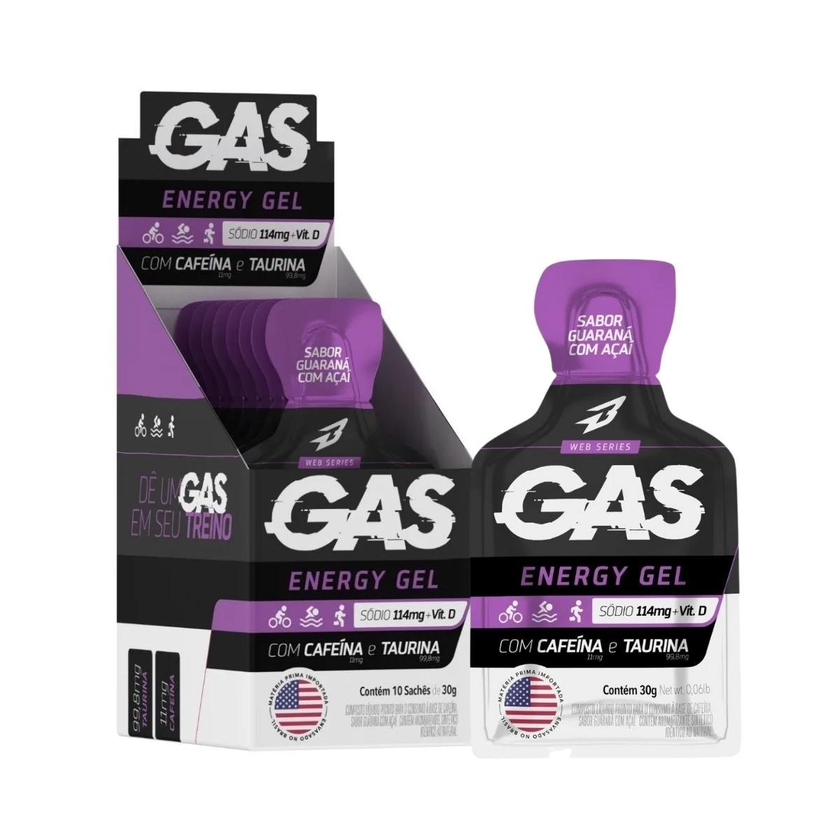 Gas Energy Gel Carboidrato Caixa c/ 10 Sachês Brasil Trail