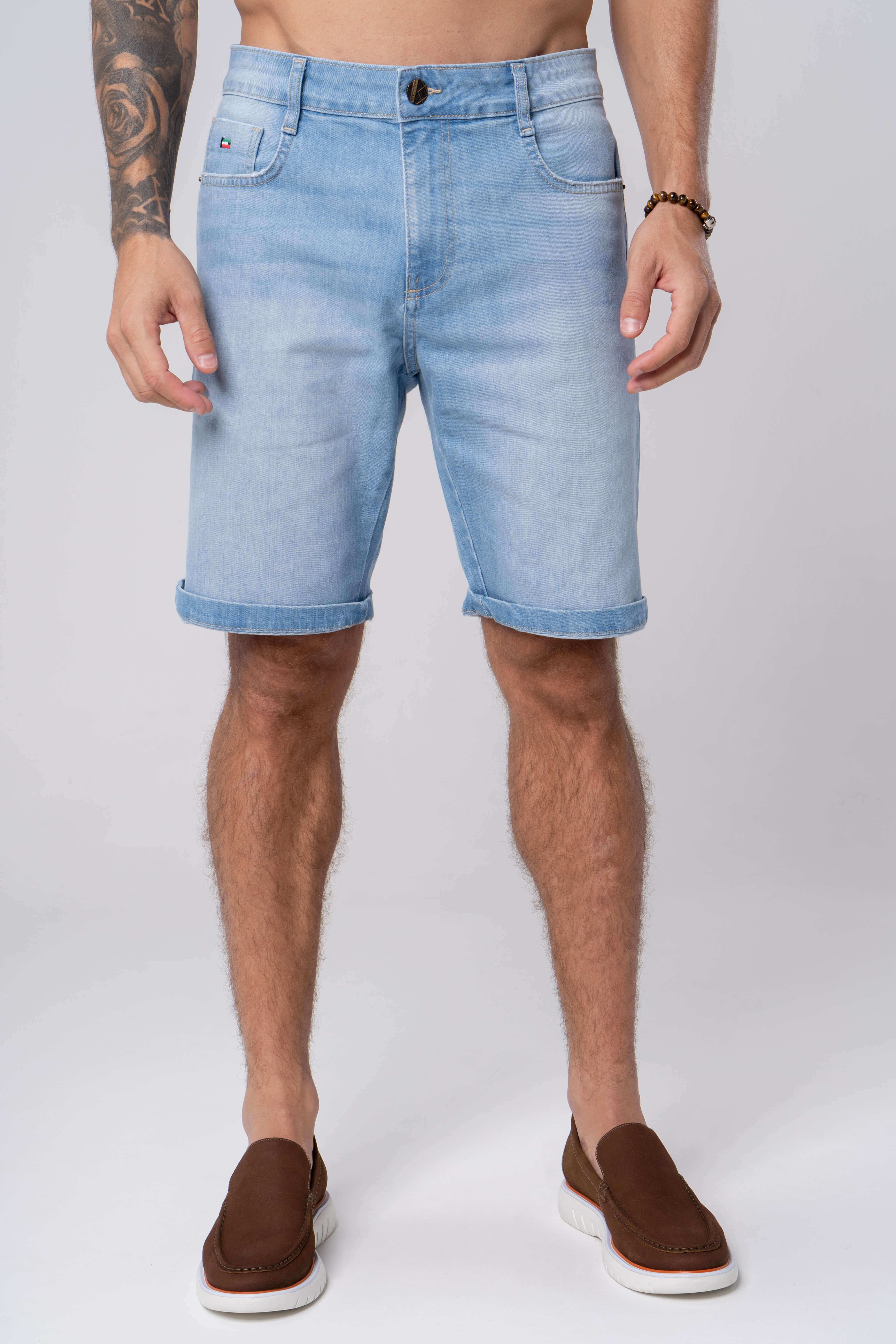 Bermuda Jeans Masculina Short Jeans Modelagem Mais Folgada