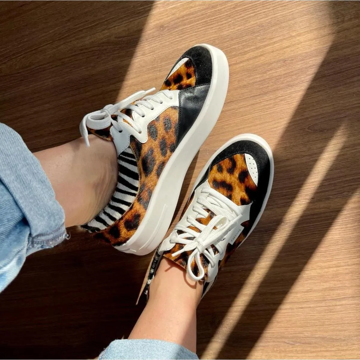 Animal Print Bota Cano Curto Carrano TÊNIS CARRANO Estilo F Calçados