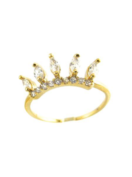 Anel Mini Coroa - Zircônia Cravejada - 00137195 - Dourado