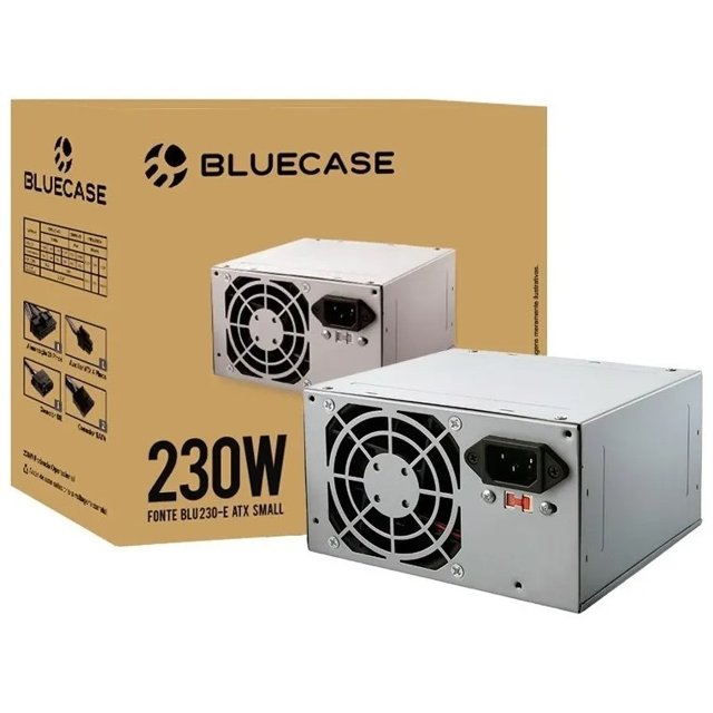 Fonte Bluecase ATX 230W, BLU230-EATX, Bivolt 110v e 220v Chave Seletora - BLU230ESCASE