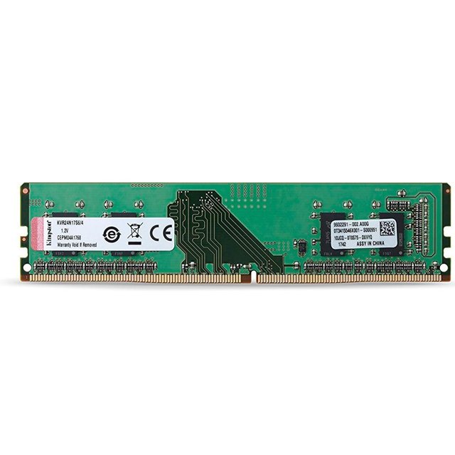 Memoria Kingston 4GB, DDR4, 2400Mhz, CL17 - KVR24N17S6/4