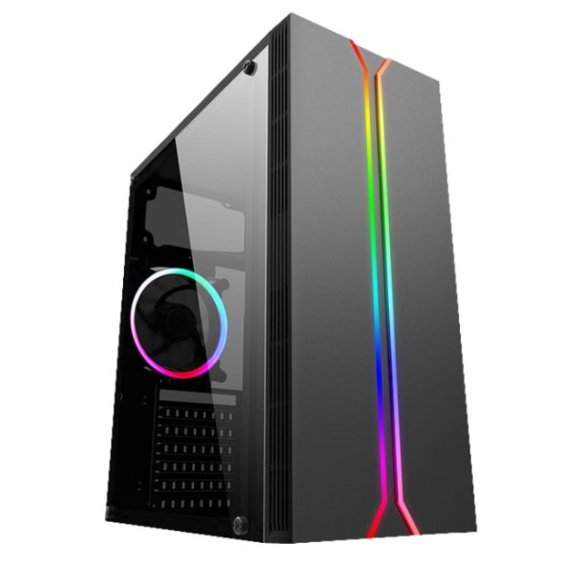 Gabinete Gamer Liketec Rainbow RGB, Mid Tower, Vidro Temperado, Black, Com 1 Fan