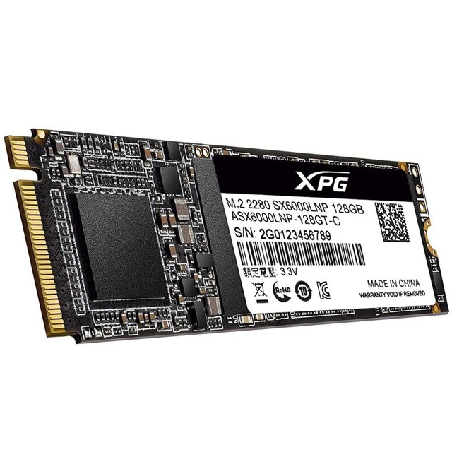 SSD Adata XPG SX6000 Lite, 128GB, M.2 NVMe, Leitura 1800MB/s, Gravação 600MB/s