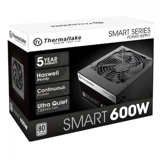 Fonte Thermaltake Smart Series 600W, 80 Plus White, PFC Ativo - PS-SPD-0600NPCWBZ-W