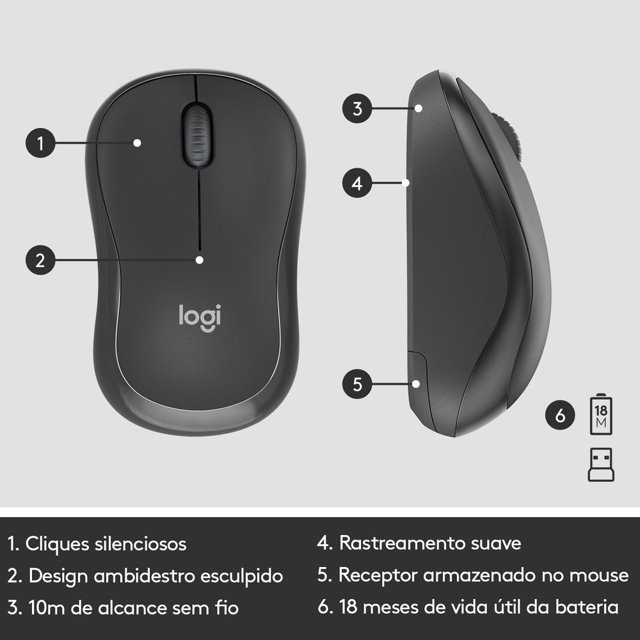 Kit Teclado e Mouse Logitech MK295, Silent, Sem Fio - 920-009793