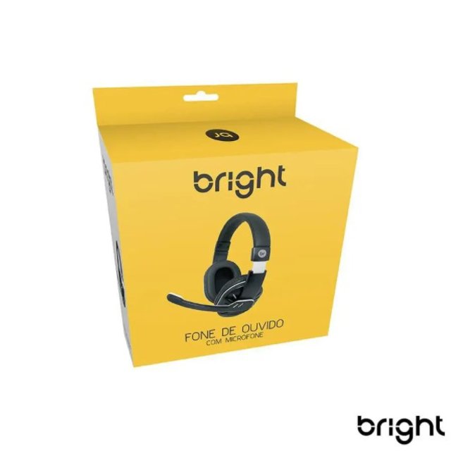Headset Bright, com Microfone, Preto e Cinza - 0181