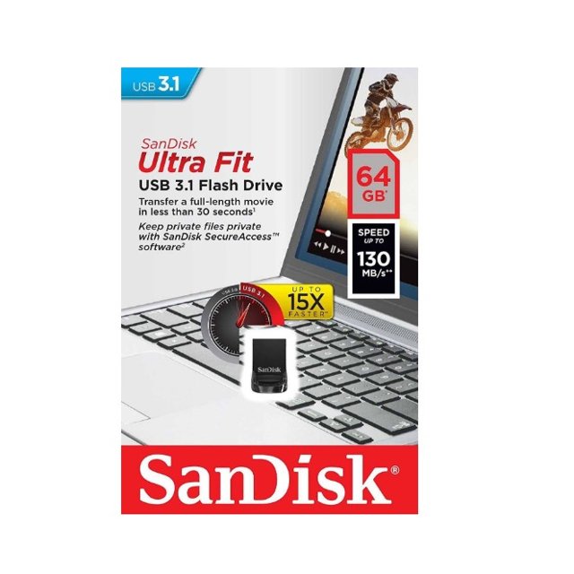 Pen Drive Sandisk Ultra Fit 64GB, Micro Usb 3.1 - SDCZ430-064G-G46