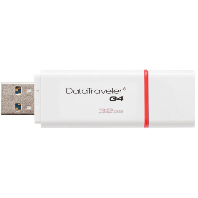 Pen Drive Kingston DataTraveler 32GB USB 3.0 Branco e Vermelho - DTIG4/32GB