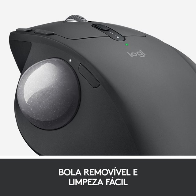 Mouse Logitech MX Ergo, Sem Fio Recarregável, Tecnologia Flow Unifying, Cinza, 2048 DPI - 910-005177