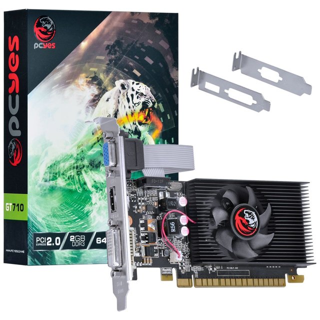 Placa de Video NVIDIA Geforce GT 710 2GB, DDR3, 64 Bits, Com Kit Low Profile - PA710GT6402D3LP
