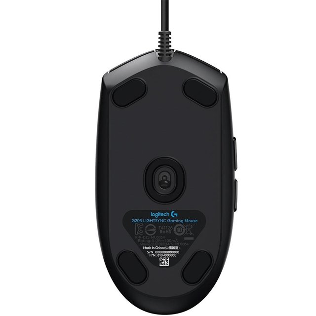 Mouse Gamer Logitech G203 RGB Lightsync, 6 Botões, 8000 DPI, Preto - 910-005793