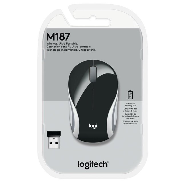 Mini Mouse Logitech M187 Sem Fio Preto, 1000DPI - 910-005459