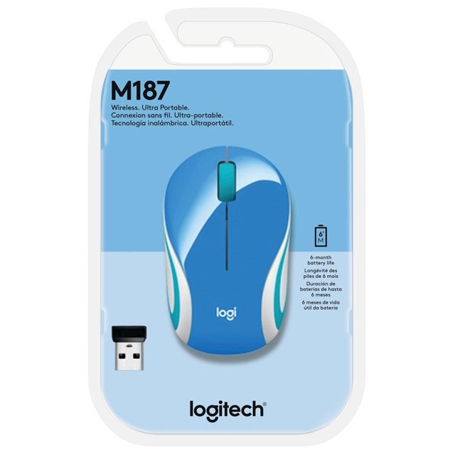 Mini Mouse Logitech M187 Sem Fio Azul, 1000DPI - 910-005360