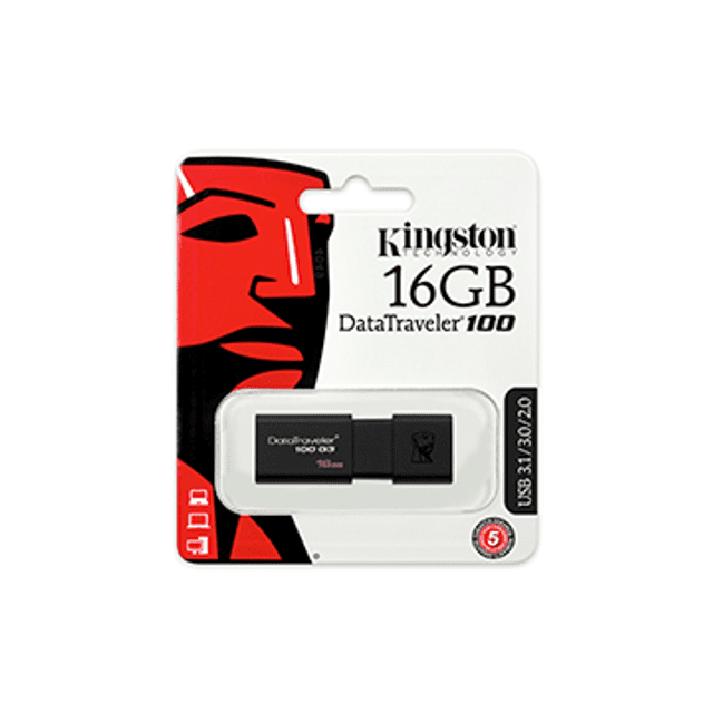 Pen Drive Kingston 16GB, Preto - DT100G3/16GB