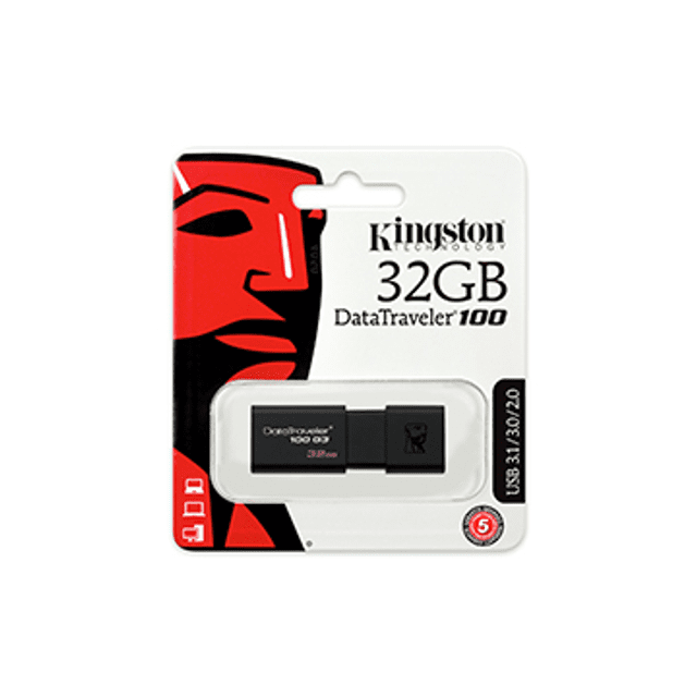 Pen Drive Kingston 32GB, Preto - DT100G3/32GB