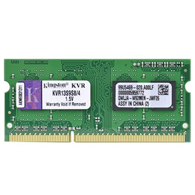Memoria para Notebook Kingston 4GB, 1333Mhz, DDR3 - KVR13S9S8/4