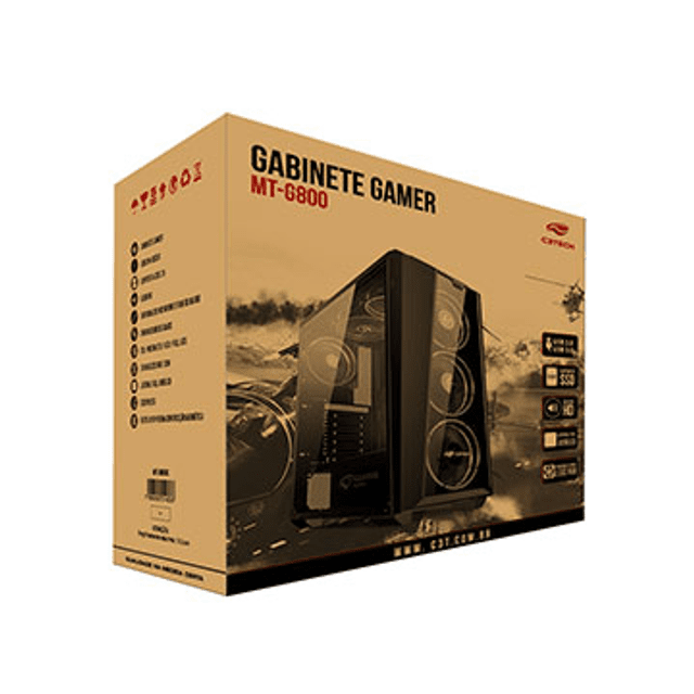 Gabinete Gamer C3Tech Sem Fonte - MT-G800BK