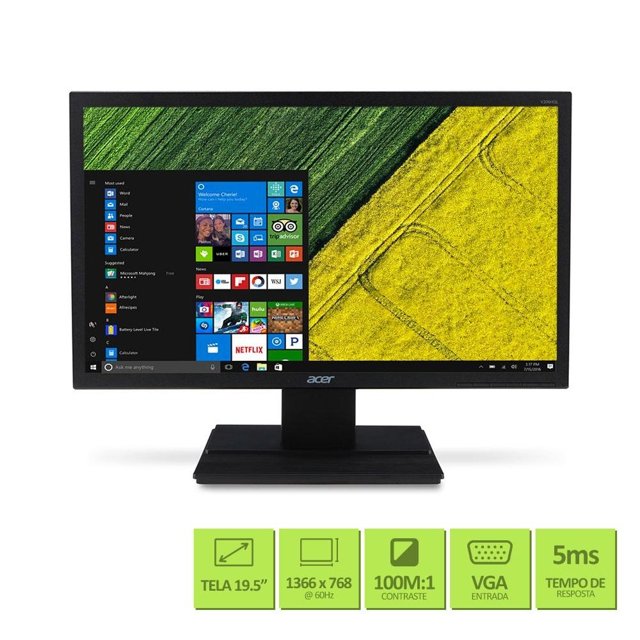 Monitor Acer Led 19,5'' Widescreen, HDMI e VGA - V206HQL