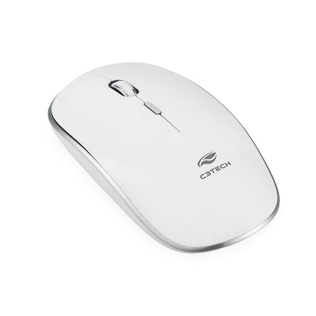 Kit Mouse E Teclado C3 Tech, Sem Fio, Branco e Prata - K-W510SWH