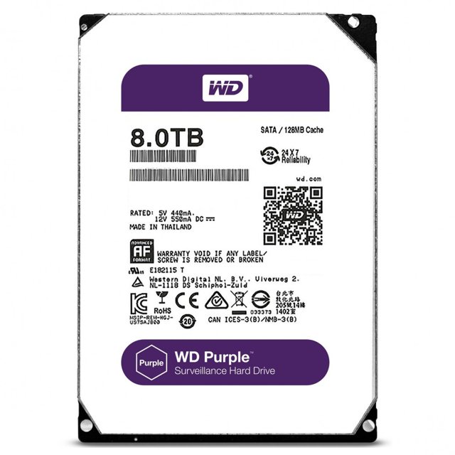HD Western Digital Purple 8TB, Sata III 6GBs, 5400Rpm - WD82PURZ