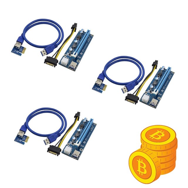 Kit 3 Cabo Riser PCI to 16X, Mini PCI-E 60CM, USB cable U34 - VER006C Mineração Bitcoin