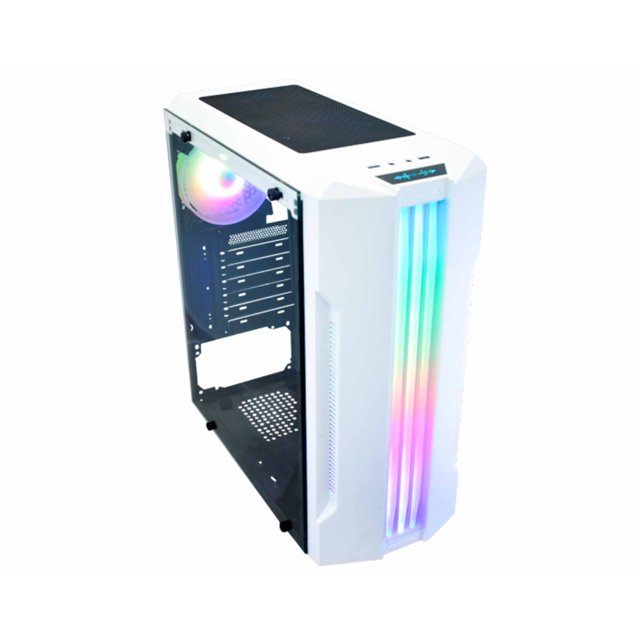 Gabinete Gamer Kmex White Bifrost, Painel Led RGB Rainbow, Sem Fan - CG-04Q1