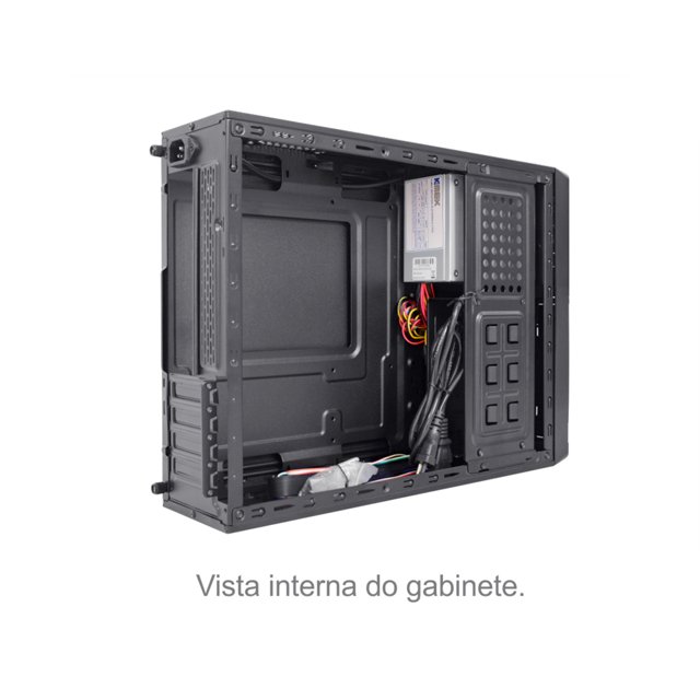 Gabinete K-Mex Slim Micro Atx, Com Fonte 200W, 1 Baia,  Preto - GM-03CC