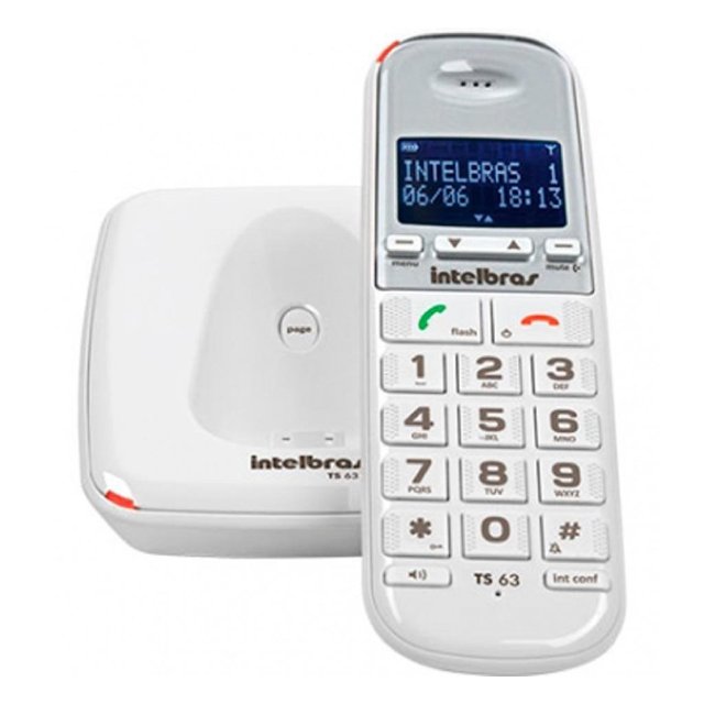 Telefone Sem Fio DECT 6.0 com Identificador de Chamadas e Viva Voz, Branco - TS63V