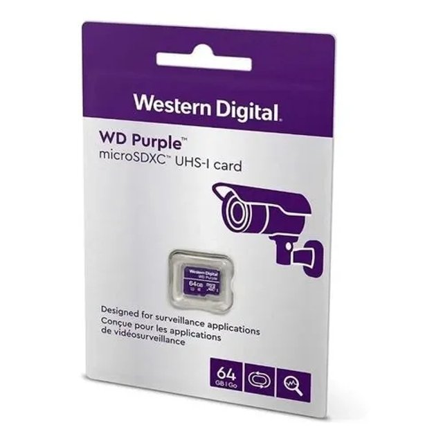Cartão de Memoria, SD Class10, UHS-I 64GB WD Purple - WDD064G1P0A