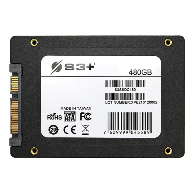 SSD S3+ 480GB, Sata III, Leitura 550 MB/s, Gravação 500 MB/s