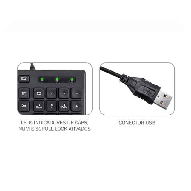 Teclado Kmex USB, Multimídia, Preto - KM-D628