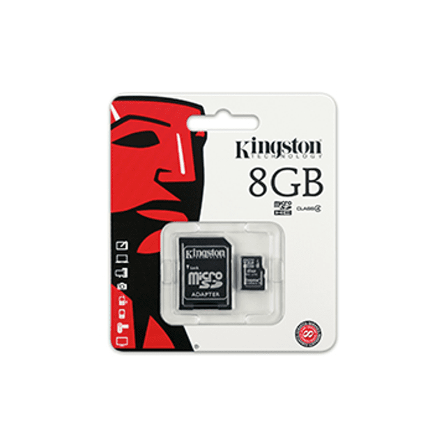 Cartão De Memória Micro-SD Kingston 8GB + Adaptador SD