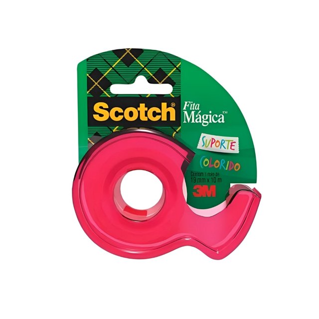 Fita Adesiva Mágica 3M Scotch® 19mm x 10m com Suporte Rosa 