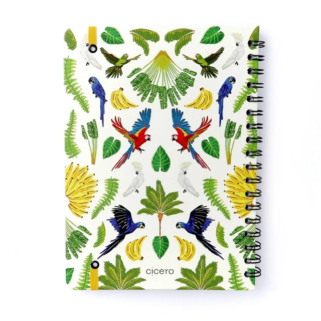 Caderno CÍCERO Pautado 17 x 24cm - Pássaros/Floresta Tropical Branco