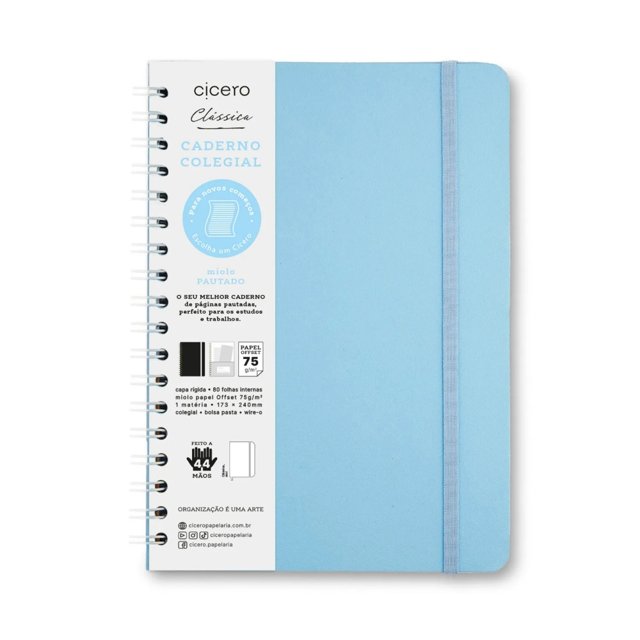 Caderno CICERO Pautado 17 x 24cm - Clássica/Azul Pastel
