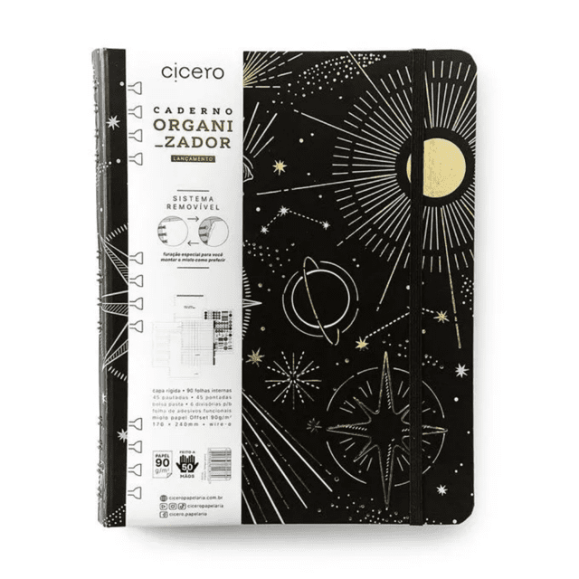 Caderno Reposicionável Duo CICERO 17 x 24cm - Astral/Espaço Tempo Preto