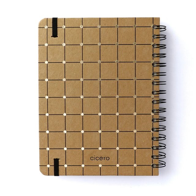 Planner Permanente CICERO Wire-o Semanal Notas A5 - Kraft/Linha e Ponto