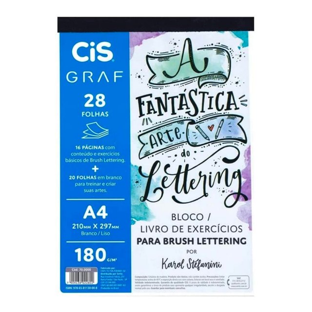 Bloco de Exercícios de  Lettering  CIS A4 com 28 Folhas 180g